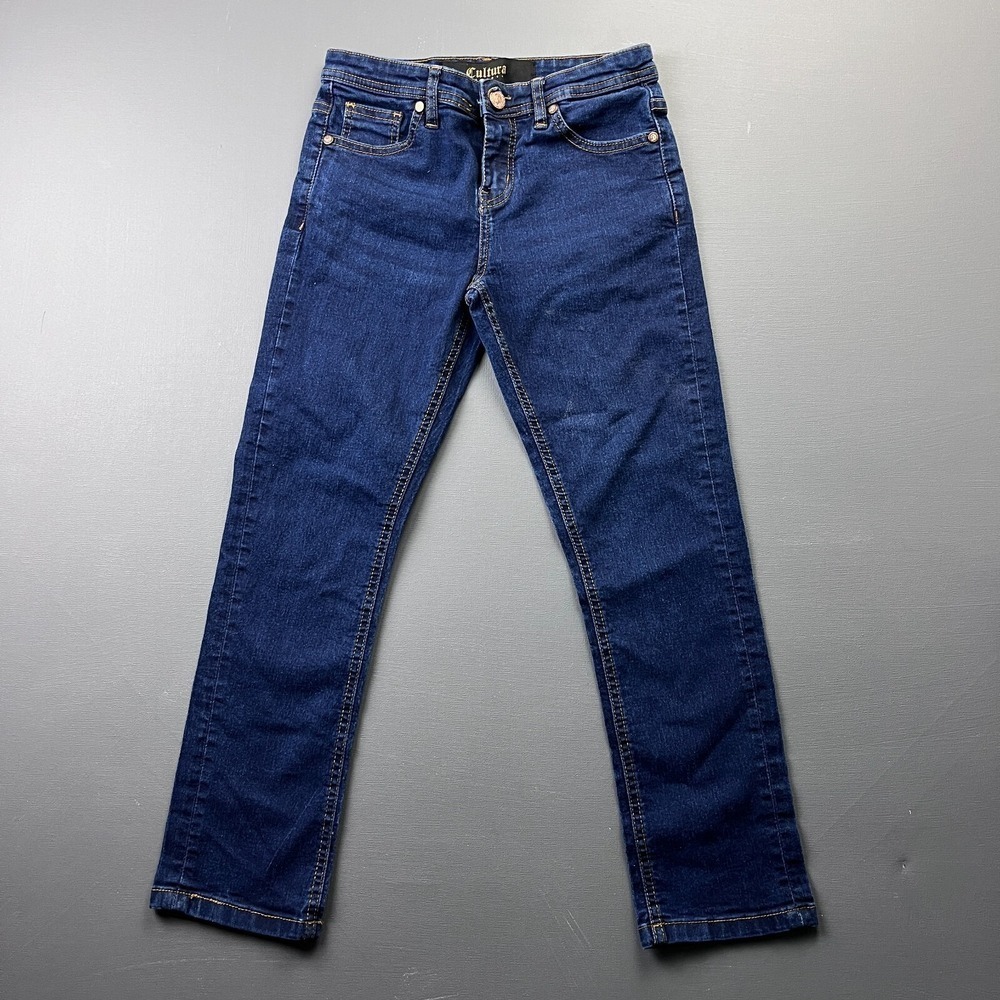Cultura Jeans Girls 12 Blue Slim Fit Stretch Denim Mid Rise Straight Leg Jeans